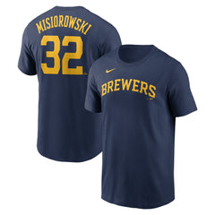 Jacob Misiorowski Milwaukee Brewers Nike Fuse Name & Number T-Shirt - Navy - Nike on Sale