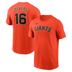 Rafael Devers San Francisco Giants Nike Name & Number T-Shirt - Orange - Nike Discount