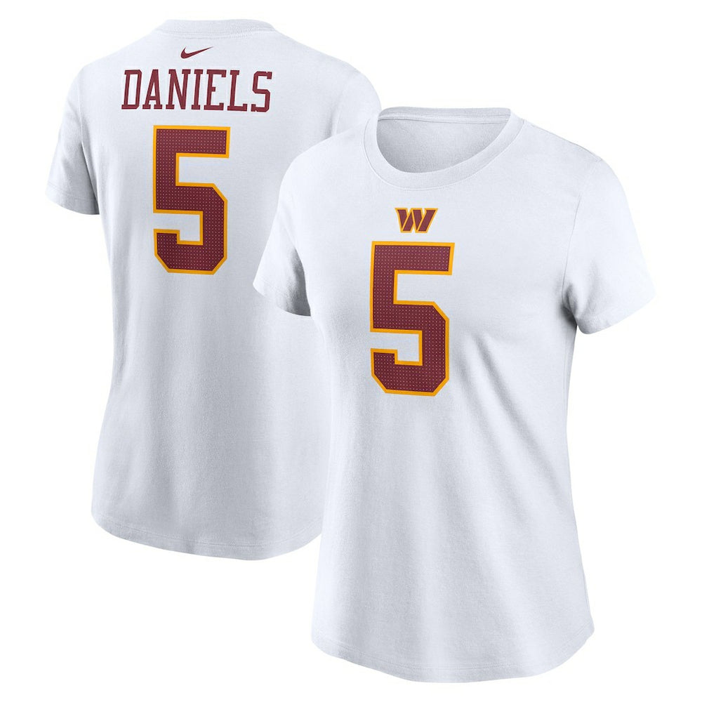 Nike Jayden Daniels Washington Commanders Women's Super Bowl Era Name & Number T-Shirt White