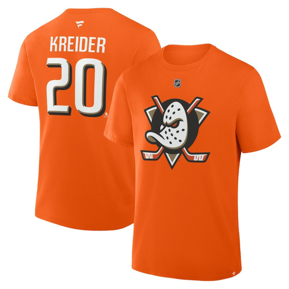 Chris Kreider Anaheim Ducks Fanatics Authentic Stack Name & Number T-Shirt - Orange - NHL 2001741902