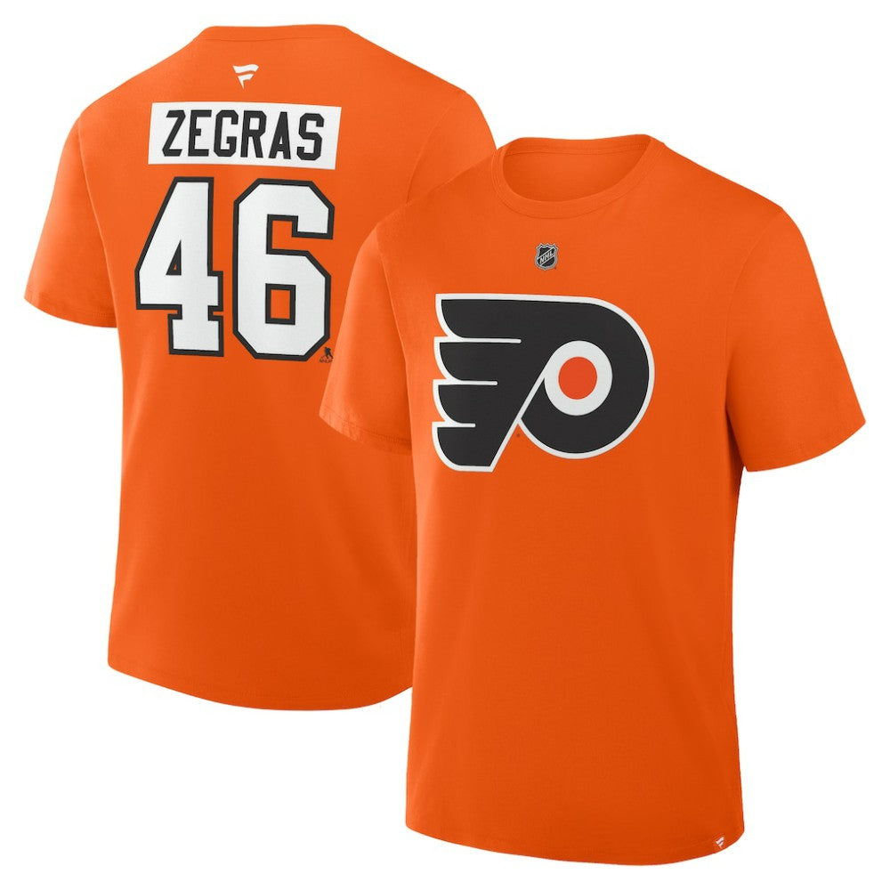 Trevor Zegras Philadelphia Flyers Fanatics Authentic Stack Name & Number T-Shirt - Orange - NHL 2001742154