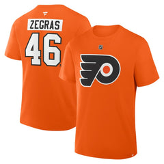 Trevor Zegras Philadelphia Flyers Fanatics Authentic Stack Name & Number T-Shirt - Orange - NHL 2001742154