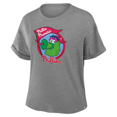 Philadelphia Phillies Fanatics Women's Tribute IYKYK Tri-Blend Boxy T-Shirt - Heather Gray - Fanatics Lifestyle