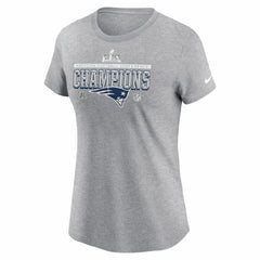 Nike New England Patriots Women's 2025 AFC Champions Locker Room Trophy Collection T-Shirt Heather Gray