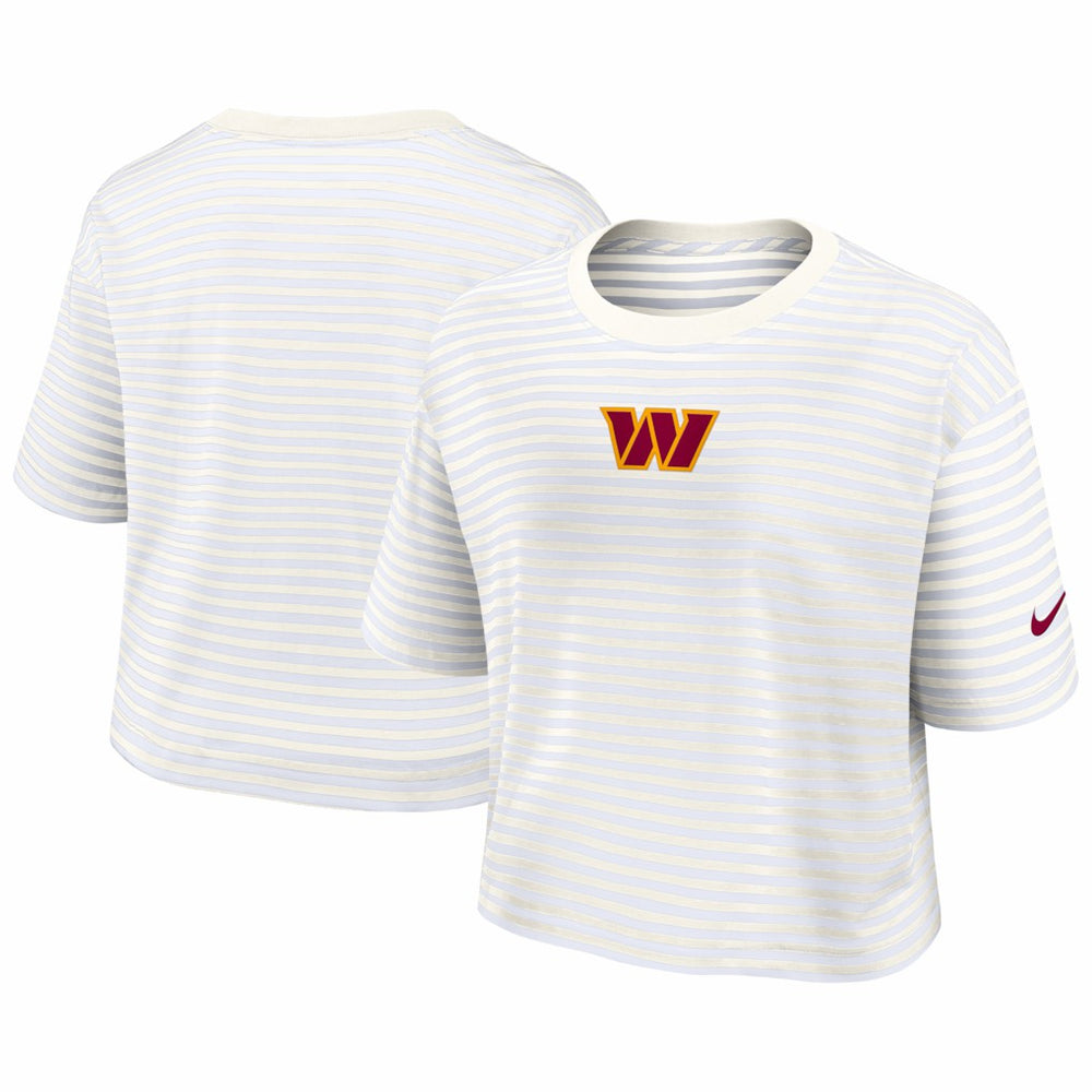 Nike Washington Commanders Women's Striped Cropped T-Shirt Yellow/Cream