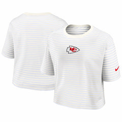 Nike Kansas City Chiefs Women's Striped Cropped T-Shirt Yellow/Cream