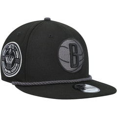 Brooklyn Nets Back Laurels 9FIFTY Snapback Hat Black | New Era US