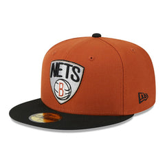 Brooklyn Nets Two-Tone 59FIFTY Fitted Hat Rust/Black | New Era