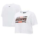 Cleveland Browns Pro Standard Women's New Helmet Capsule Cropped T-Shirt White