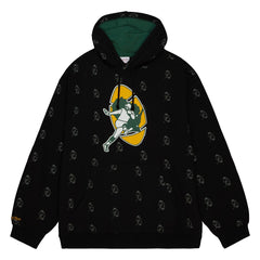Mitchell & Ness Green Bay Packers Allover Print Fleece Pullover Hoodie Black