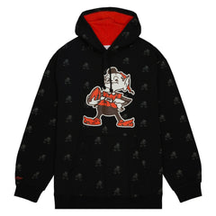 Mitchell & Ness Cleveland Browns Allover Print Fleece Pullover Hoodie Black