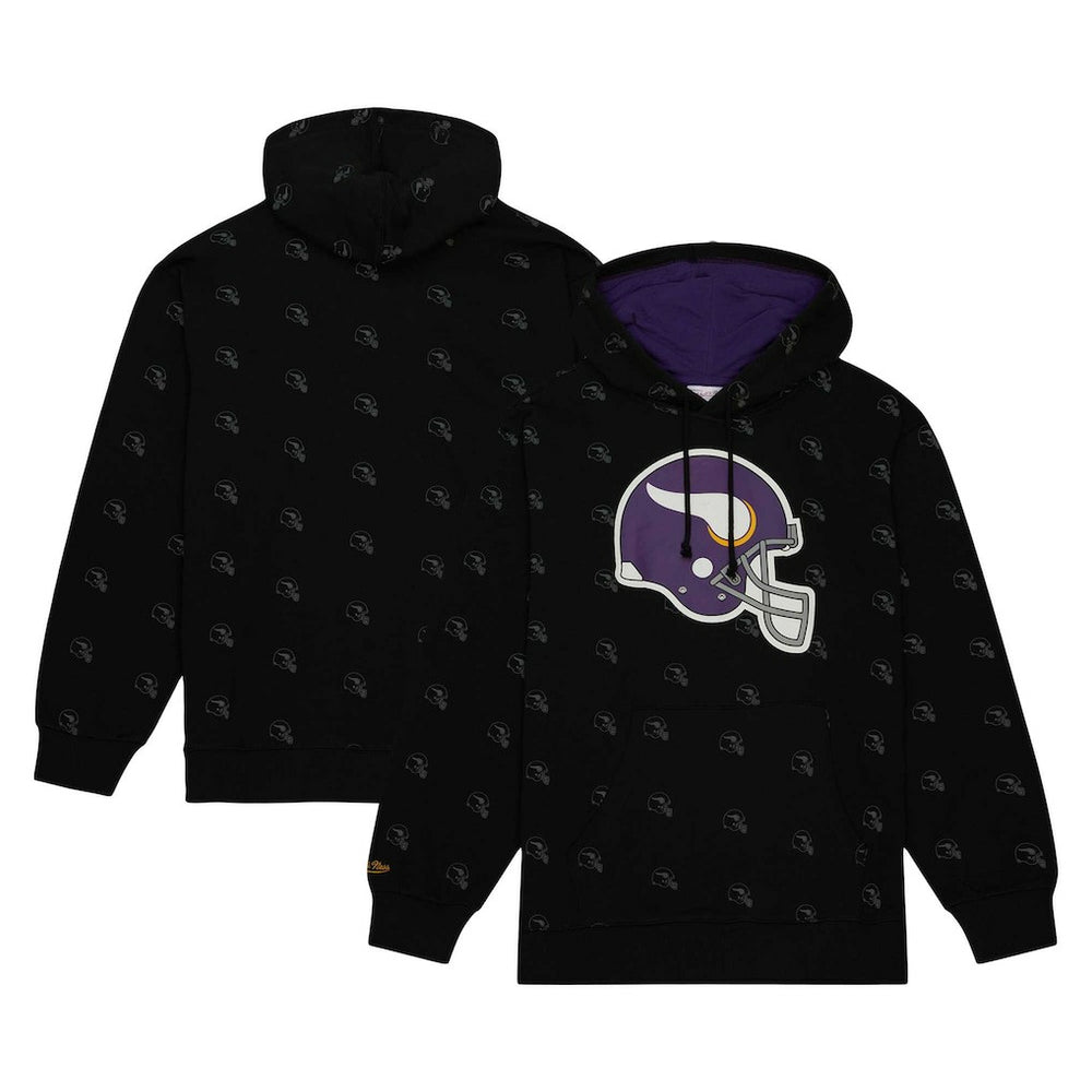 Mitchell & Ness Minnesota Vikings Allover Print Fleece Pullover Hoodie Black