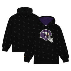 Mitchell & Ness Minnesota Vikings Allover Print Fleece Pullover Hoodie Black
