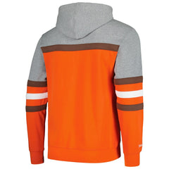 Mitchell & Ness Cleveland Browns Head Coach Pullover Hoodie Orange/Heather Gray