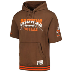 Mitchell & Ness Cleveland Browns Pre-Game Short Sleeve Pullover Hoodie Brown