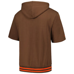 Mitchell & Ness Cleveland Browns Pre-Game Short Sleeve Pullover Hoodie Brown