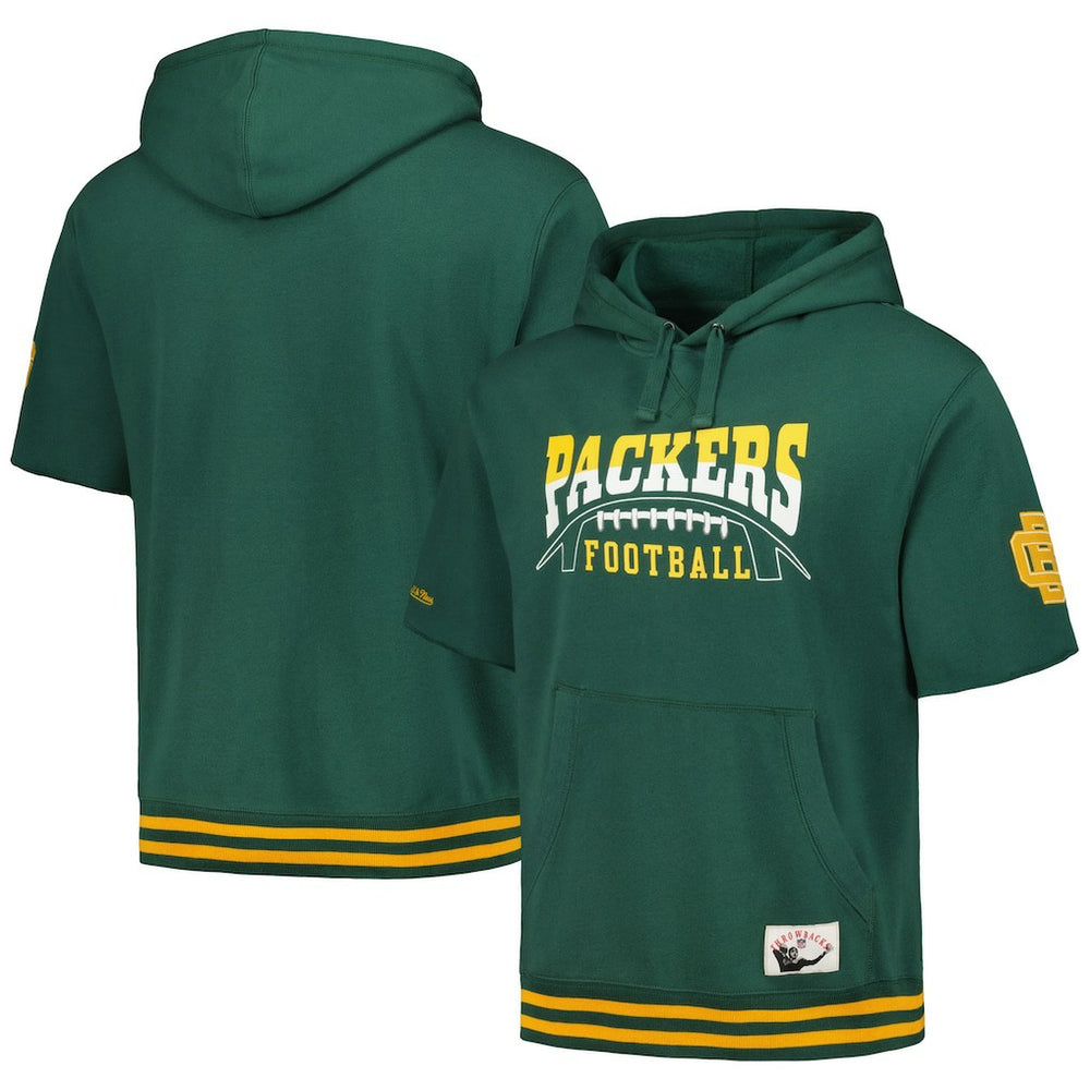 Mitchell & Ness Green Bay Packers Pre-Game Short Sleeve Pullover Hoodie Green