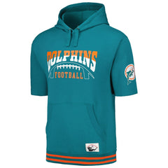 Mitchell & Ness Miami Dolphins Pre-Game Short Sleeve Pullover Hoodie Aqua