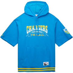 Mitchell & Ness Los Angeles Chargers Pre-Game Short Sleeve Pullover Hoodie Powder Blue