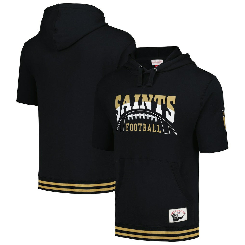 Mitchell & Ness New Orleans Saints Pre-Game Short Sleeve Pullover Hoodie Black