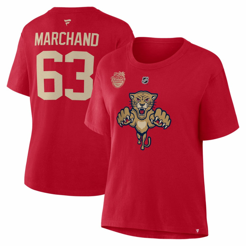Brad Marchand Florida Panthers Fanatics Women's 2026 NHL Winter Classic Authentic Stack Name & Number T-Shirt - Red - NHL 2001783618