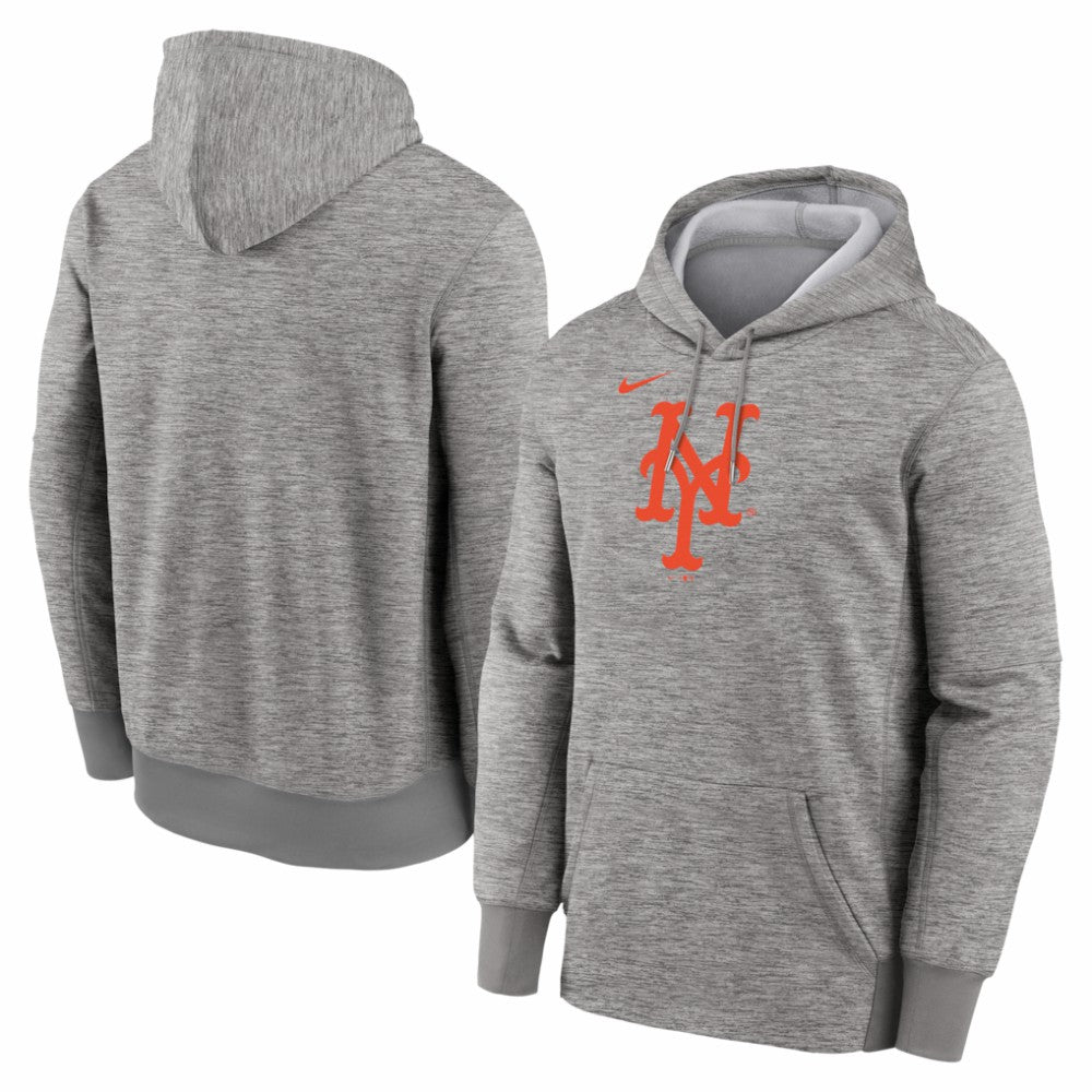 New York Mets Nike Primary Logo Therma Hoodie - Heather Gray - Nike Discount