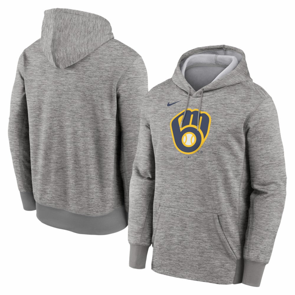 Milwaukee Brewers Nike Primary Logo Therma Hoodie - Heather Gray - Nike Discount