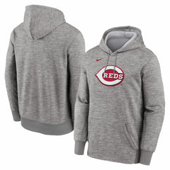 Cincinnati Reds Nike Primary Logo Therma Hoodie - Heather Gray - Nike on Sale