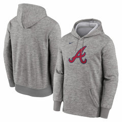 Atlanta Braves Nike Primary Logo Therma Hoodie - Heather Gray - Nike Lifestyle