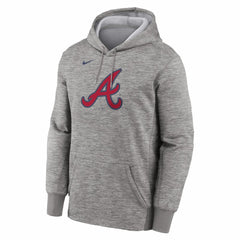 Atlanta Braves Nike Primary Logo Therma Hoodie - Heather Gray - Nike Lifestyle