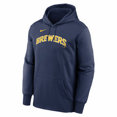 Milwaukee Brewers Nike Primary Wordmark Therma Hoodie - Navy - Nike Online