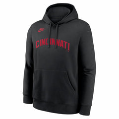 Cincinnati Reds Nike Cooperstown Collection Wordmark Club Hoodie - Black - Nike Lifestyle