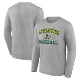 Athletics Logo Athletic Heart & Soul Long Sleeve T-Shirt - Heather Gray - MLB Sale