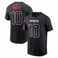 Nike Drake Maye New England Patriots Carbon Name & Number T-Shirt Black