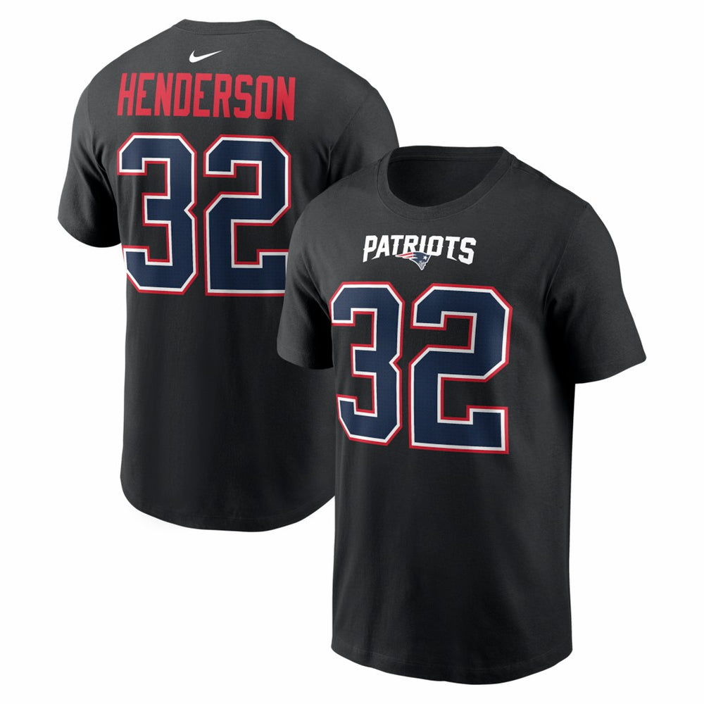 Nike TreVeyon Henderson New England Patriots Carbon Name & Number T-Shirt Black