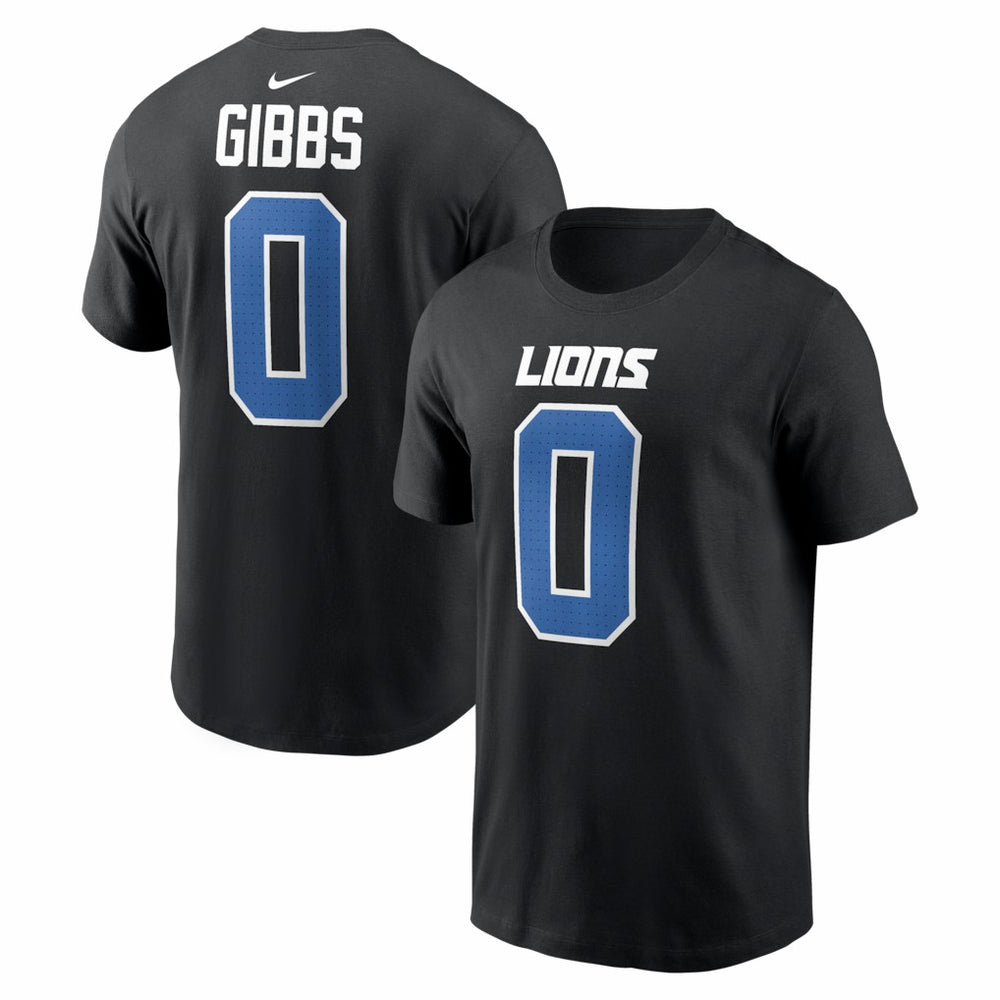 Nike Jahmyr Gibbs Detroit Lions Carbon Name & Number T-Shirt Black