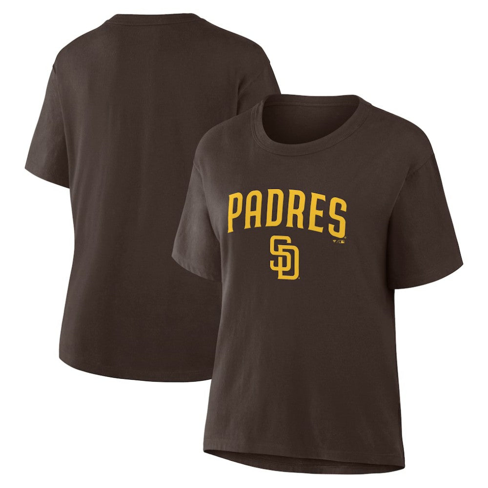 San Diego Padres Fanatics Women's Lockup Legacy T-Shirt - Brown - Fanatics Lifestyle