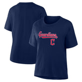 Cleveland Guardians Fanatics Women's Lockup Legacy T-Shirt - Navy - Fanatics Sale