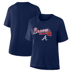 Atlanta Braves Fanatics Women's Lockup Legacy T-Shirt - Navy - Fanatics Discount