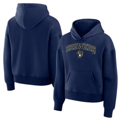 Milwaukee Brewers Fanatics Women's Lockup Legacy Fleece Hoodie - Navy - Fanatics Lifestyle