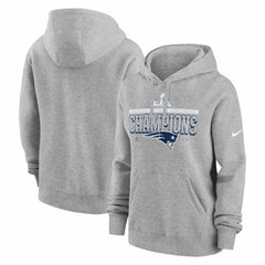 Nike New England Patriots Women's 2025 AFC Champions Locker Room Trophy Collection Club Fleece Hoodie Heather Gray