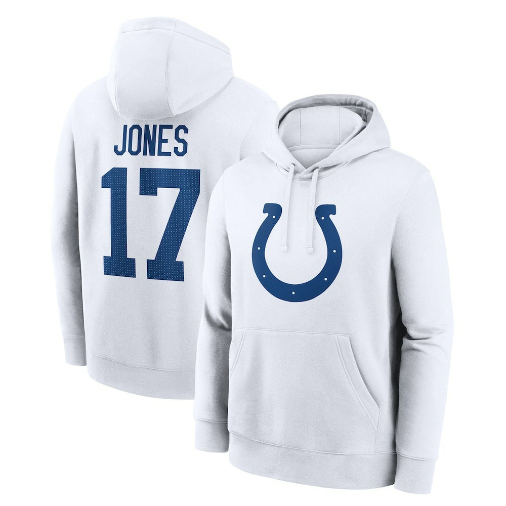 Nike Daniel Jones Indianapolis Colts Player Name & Number Fleece Hoodie White