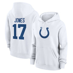 Nike Daniel Jones Indianapolis Colts Women's Player Name & Number Fleece Hoodie White