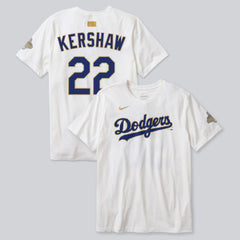 Clayton Kershaw Los Angeles Dodgers Nike 2026 Gold Collection Player Name & Number T-Shirt - White - Nike Lifestyle