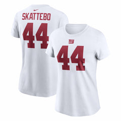 Nike Cam Skattebo New York Giants Women's Name & Number T-Shirt White