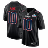 Nike Drake Maye New England Patriots Super Bowl LX Patch Carbon Fashion Game Jersey Black