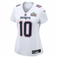 Nike Drake Maye New England Patriots Women's Super Bowl LX Patch Tundra Fashion Game Jersey White