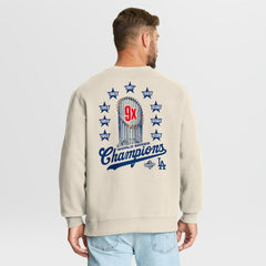 Los Angeles Dodgers Fanatics 9x Champs Crewneck Sweatshirt - Tan - Fanatics on Sale