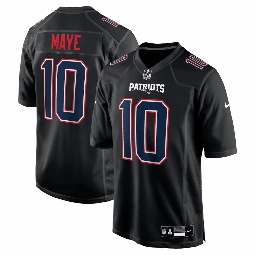 Nike Drake Maye New England Patriots Game Jersey Carbon Black