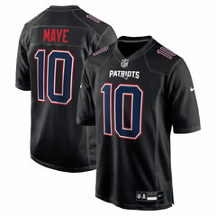 Nike Drake Maye New England Patriots Game Jersey Carbon Black